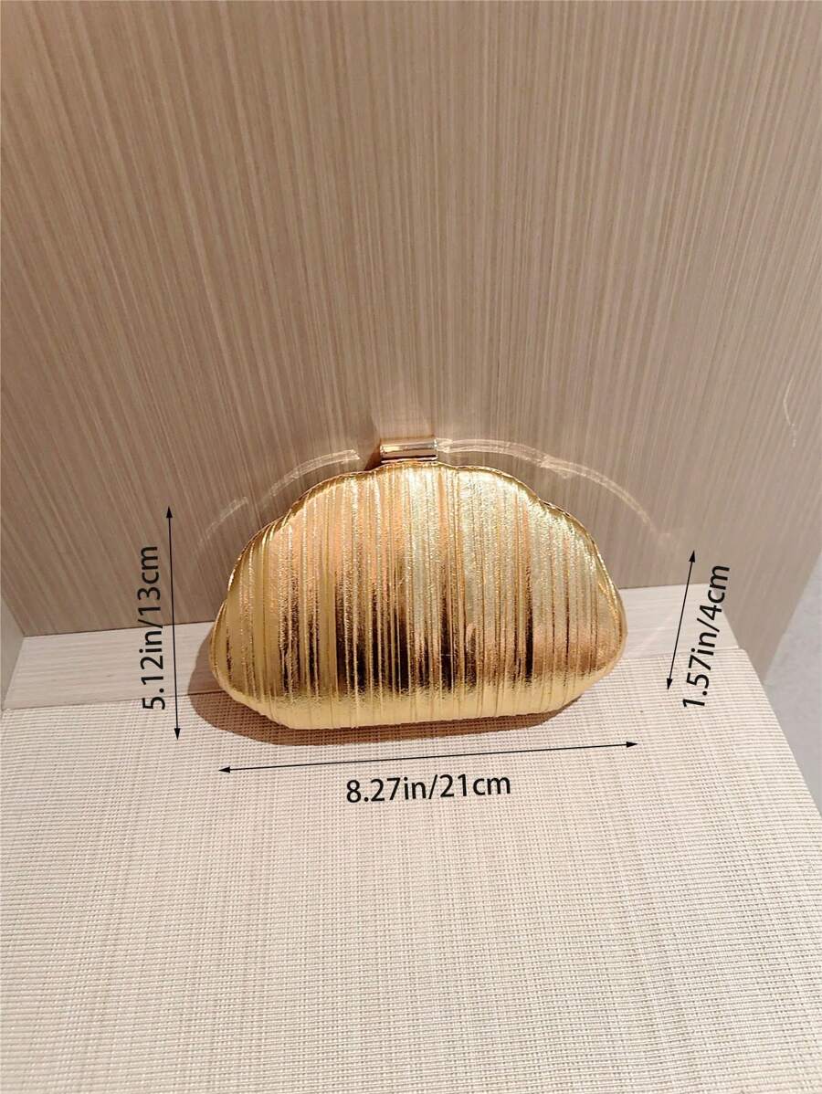 Women Bags Gold - Gold Shiny Leather Box Clutch Evening