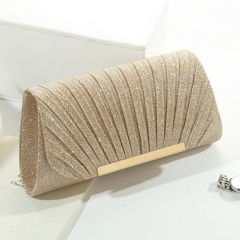 Women Bags Gold - Shell Patterned Shiny Evening Bag Fashionable