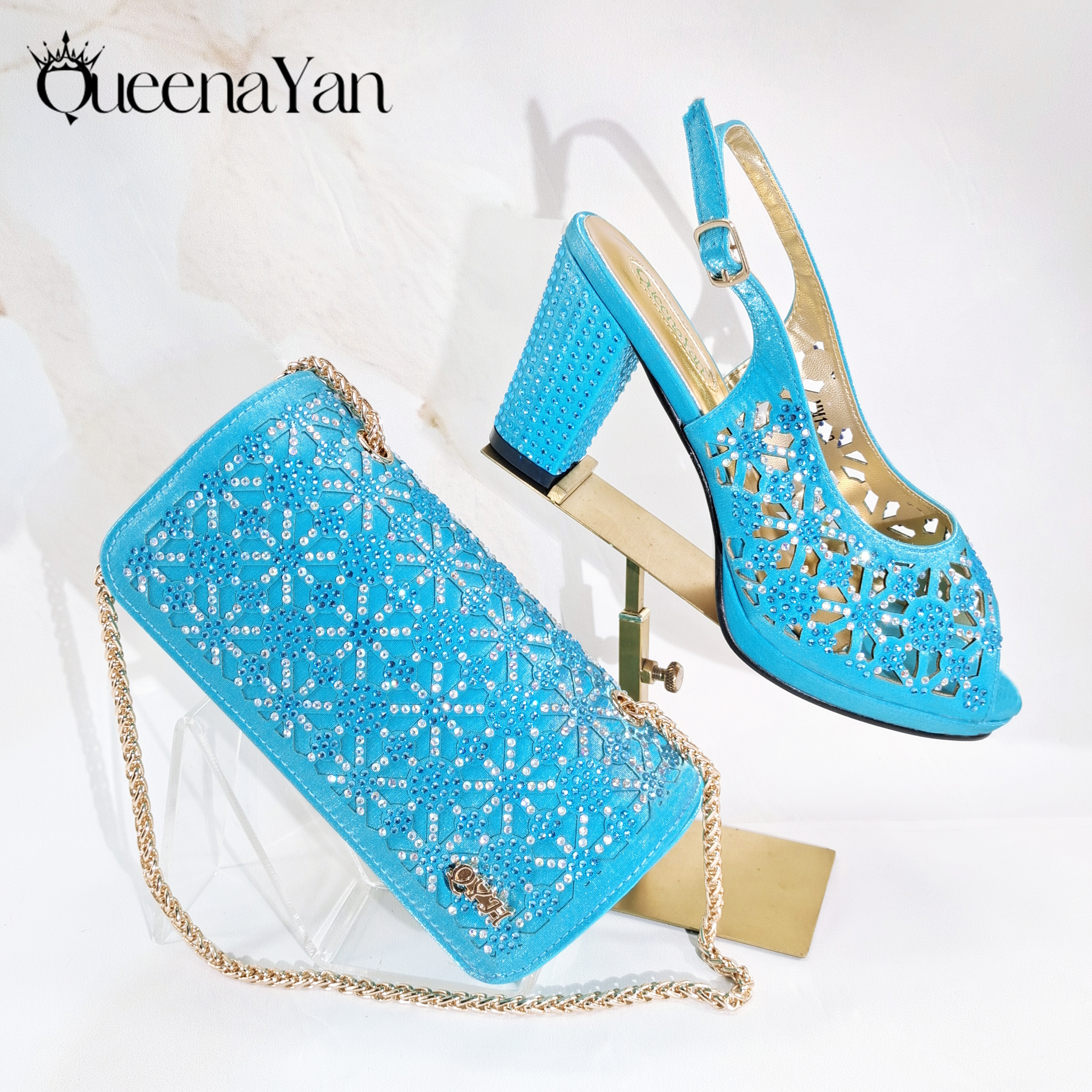 Women Bags For Wedding - Queena Yan Elegant handmade sky blue