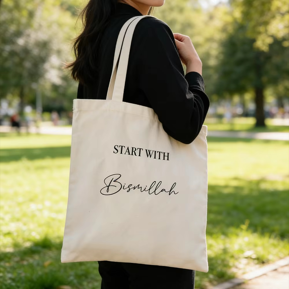 Women Bags For Eid - Start with Bismillah Tote Bag Shopping