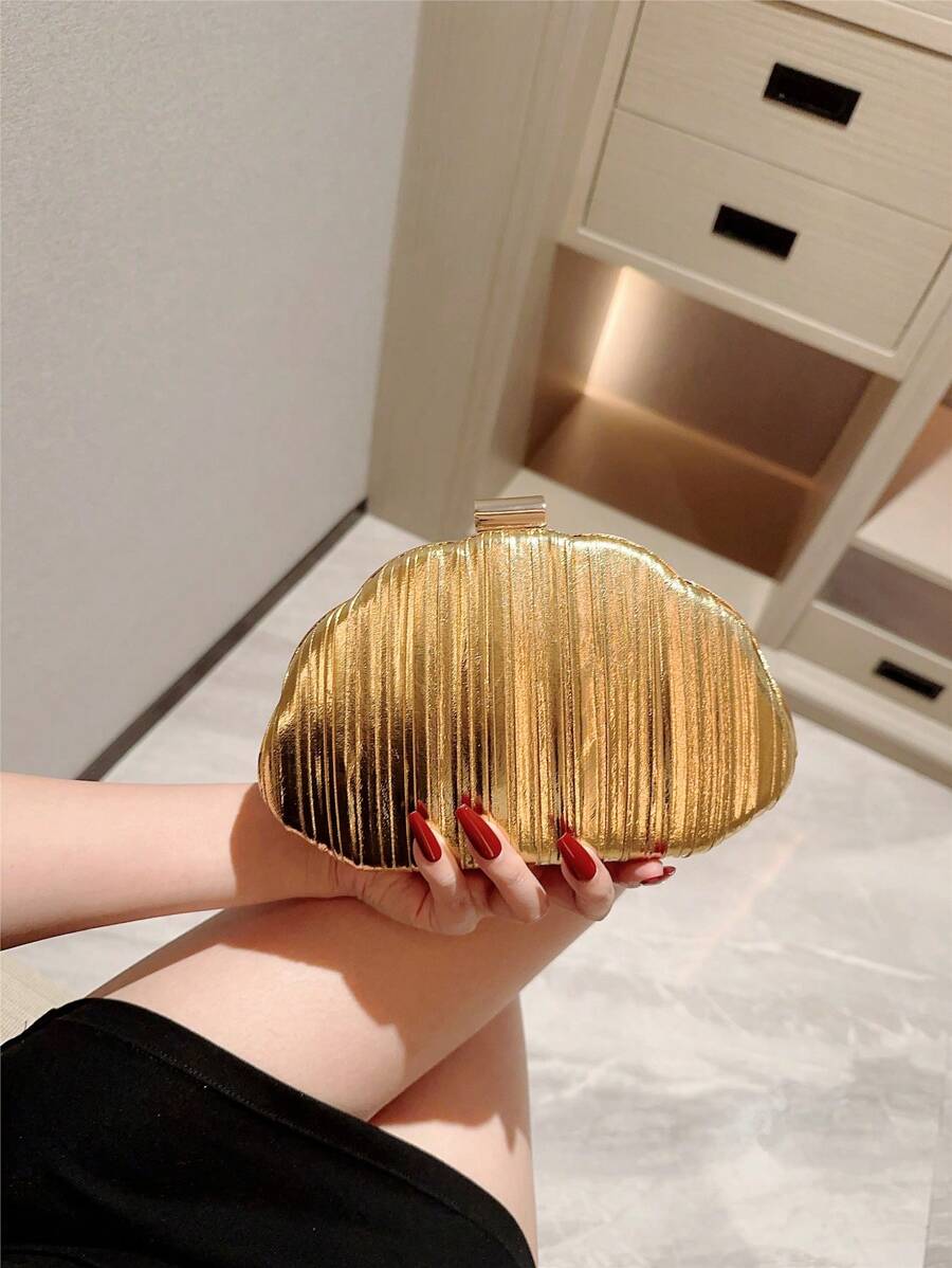 Gold Shiny Leather Box Clutch  - Women Bags Gold ulasan dan harga