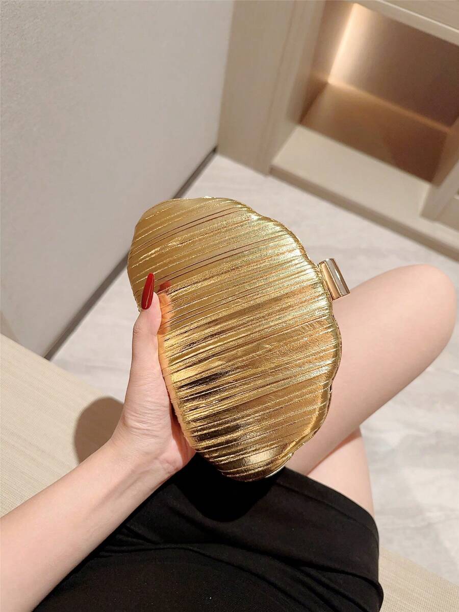 Gold Shiny Leather Box Clutch  - Women Bags Gold ulasan dan harga