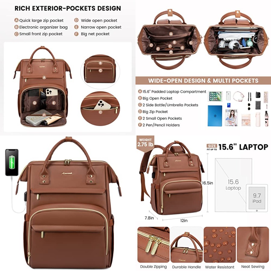 Leather Laptop Backpack for Wo - Women'S Bags For Work ulasan dan harga