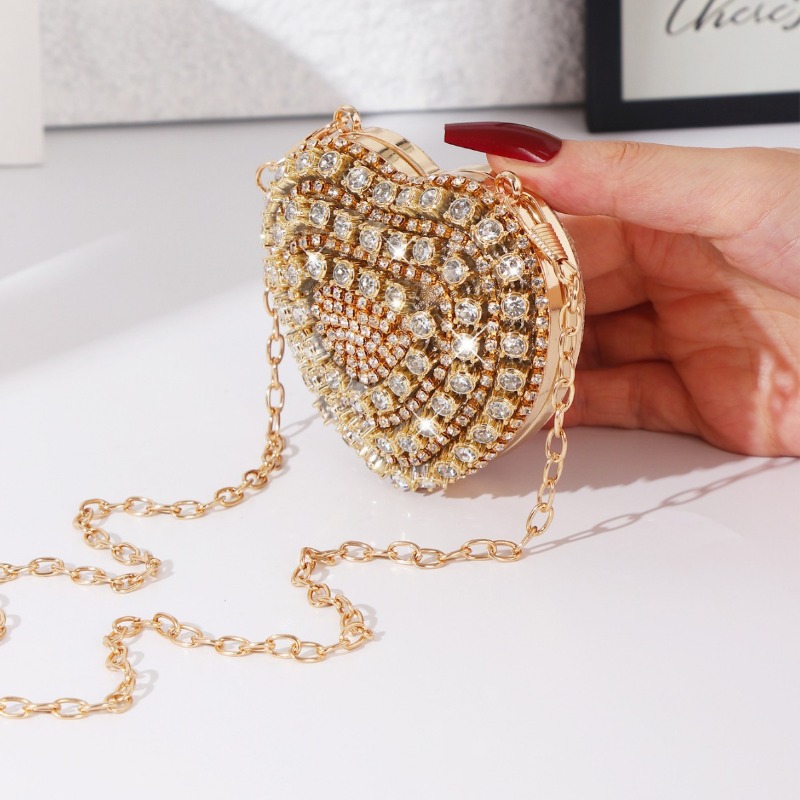 Mini Heart-shaped Diamond Sett - Women Bags Gold ulasan dan harga