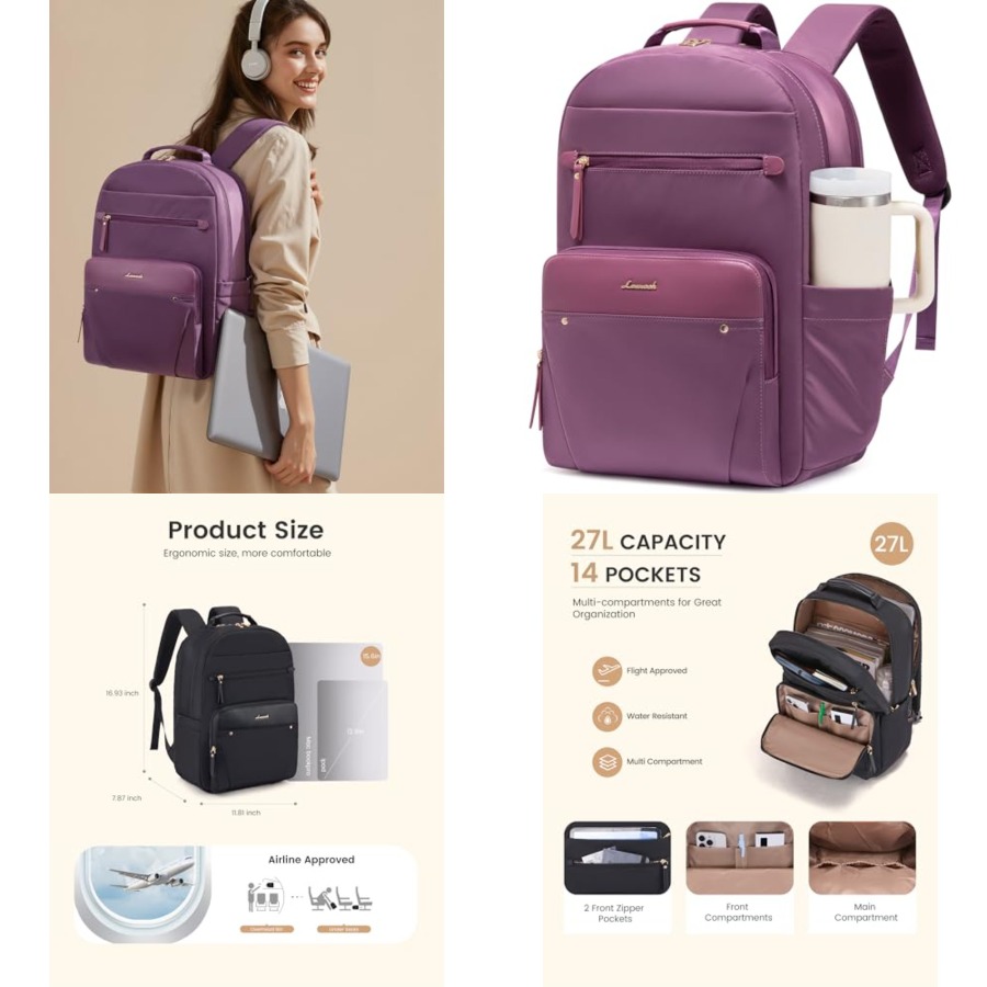 Laptop Backpack for Women with - Women'S Bags For Work ulasan dan harga