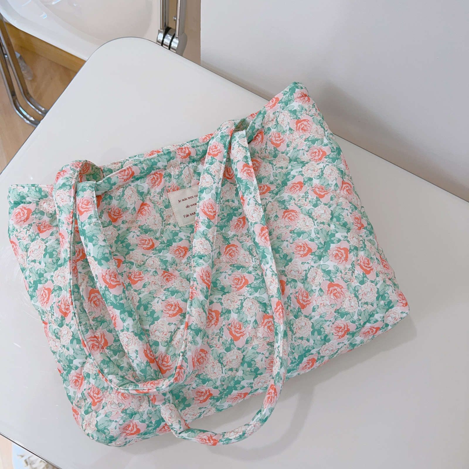 French Floral Quilted Tote Bag - Women'S Xl Bags ulasan dan harga
