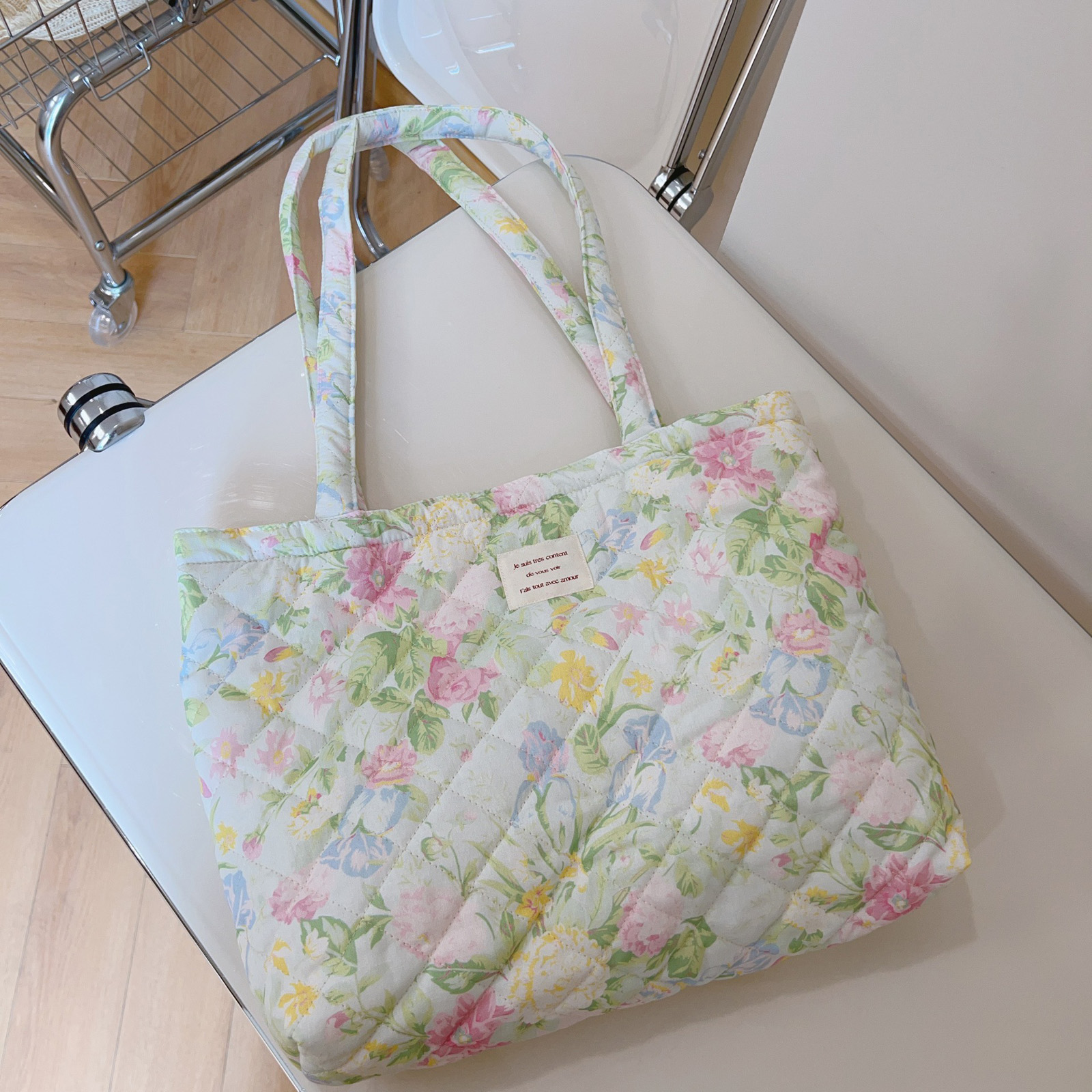 French Floral Quilted Tote Bag - Women'S Xl Bags ulasan dan harga