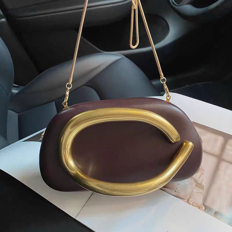 Gold Metal Closure Box Clutch  - Women Bags Gold ulasan dan harga