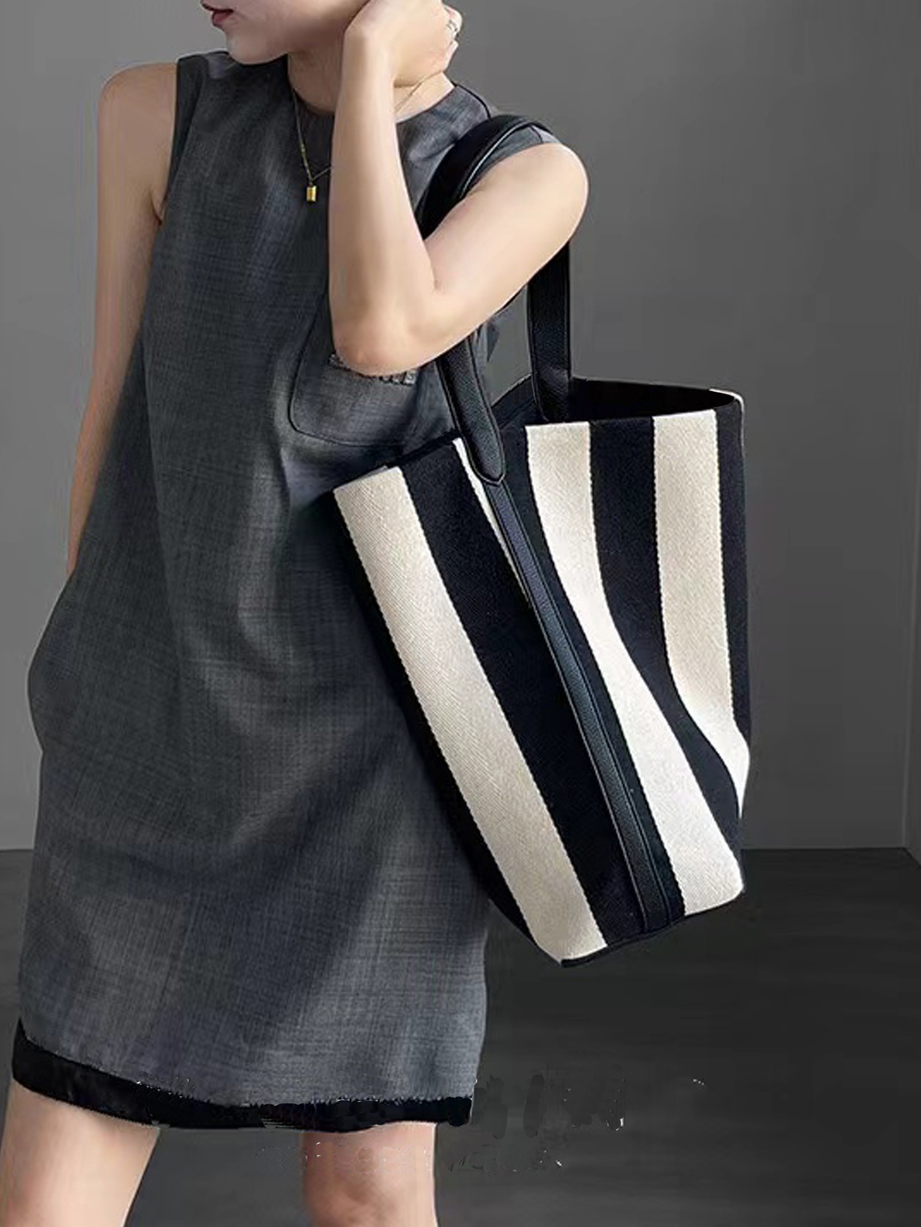 Niche striped canvas bucket ba - Women Bags Zara ulasan dan harga