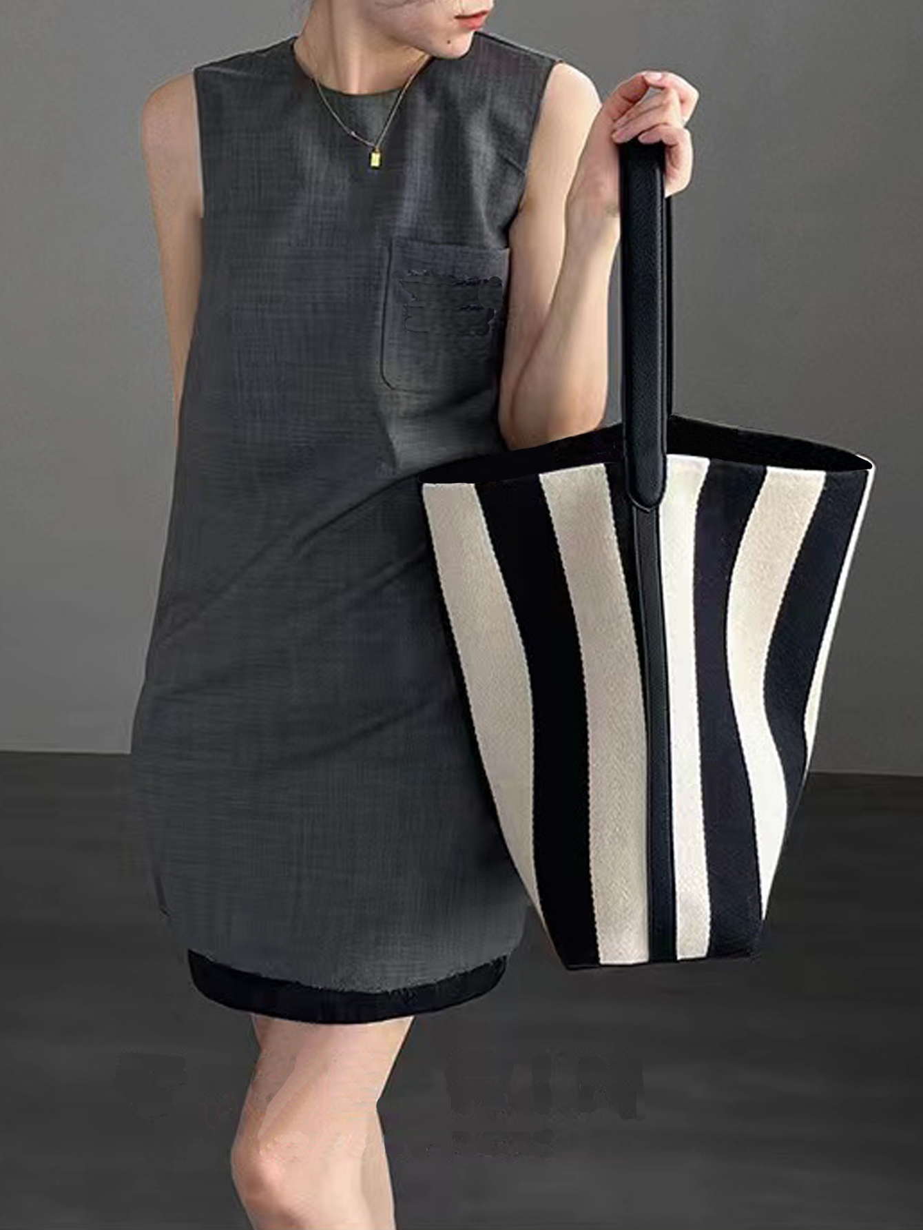 Niche striped canvas bucket ba - Women Bags Zara ulasan dan harga