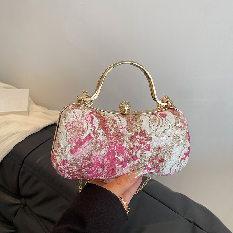 Chic Floral Tapestry Box Clutc - Women Bags Gold ulasan dan harga