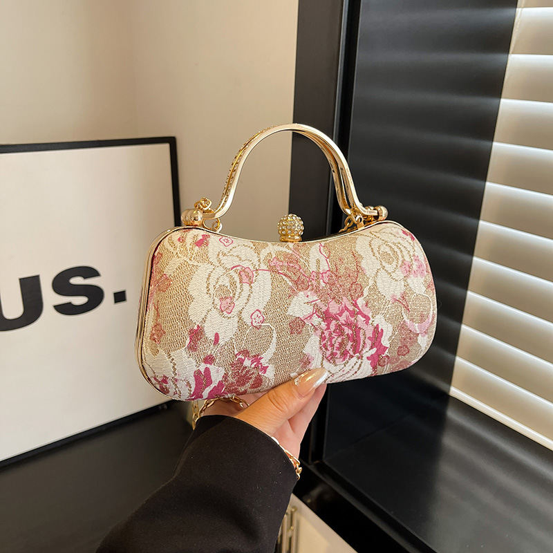 Chic Floral Tapestry Box Clutc - Women Bags Gold ulasan dan harga