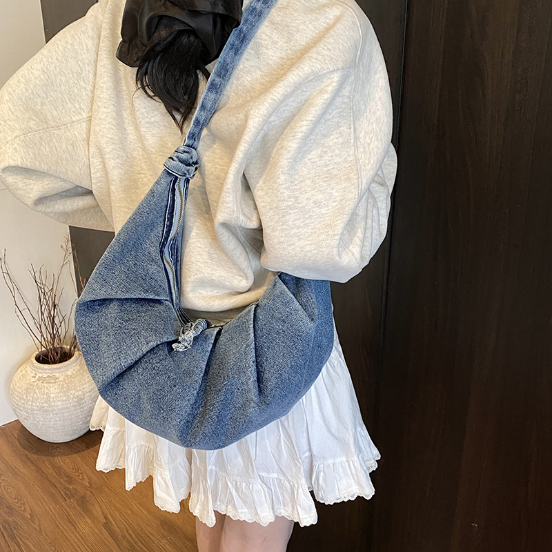Denim Solid Color Casual Shoul - Women Bags Branded Sale ulasan dan harga